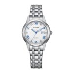 Reloj Citizen Eco-Drive FE1240-57A para Mujer Pulsera de Acero Inoxidable Tono Plateado Esfera Blanca 3 Manecillas Fecha