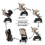 CYBEX Beezy 2 - Cochecito de viaje compacto y ligero, compatible con asientos de automóvil CYBEX, color beige almendra