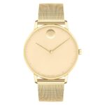 Reloj Movado Face Hombre 3640113 Cuarzo Suizo Caja Acero Inoxidable Oro Amalillo Pálido 41mm Resistente al Agua 30 Metro