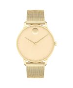 Reloj Movado Face Hombre 3640113 Cuarzo Suizo Caja Acero Inoxidable Oro Amalillo Pálido 41mm Resistente al Agua 30 Metro