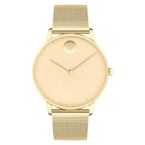 Reloj Movado Face Hombre 3640113 Cuarzo Suizo Caja Acero Inoxidable Oro Amalillo Pálido 41mm Resistente al Agua 30 Metro