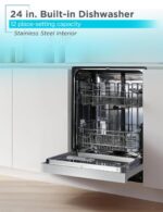 BLACK+DECKER BDW200MS - Lavavajillas empotrado de 24 pulgadas, capacidad para 12 cubiertos con cubeta de acero inoxidabl