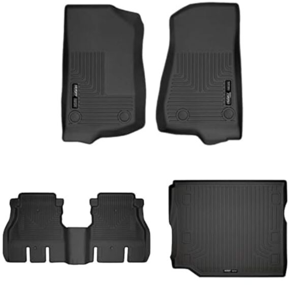 Tapetes Husky Liners WeatherBeater para Jeep Wrangler JK JL 2018 2024 4 Puertas Asientos de Cuero y Subwoofer Delantero
