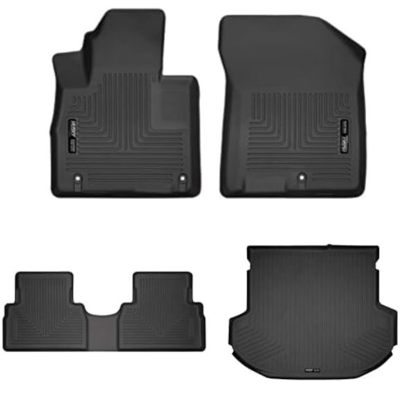 Tapetes Husky Liners Weatherbeater para Hyundai Santa Fe 2019 2020 Delantero 2da Fila y Cargo 4 Piezas Negro