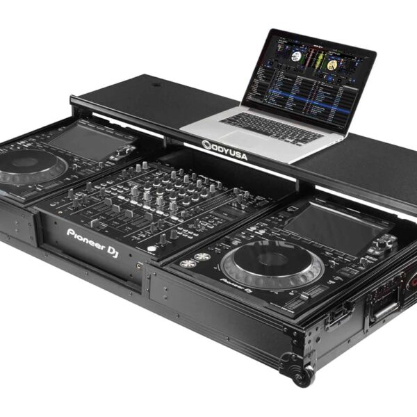 Flight Case Odyssey Innovative Designs FZGSDJMA9CDJWBL con ruedas para DJM A9 y CDJ 3000 Negro 49 x 23.75 x 9.25 pulgada