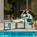 Juego de Muebles de Patio Werph LSP5B 6 Piezas 4 Sillas y 2 Mesas Cuadradas Resina de Polipropileno Azul Estilo Italiano