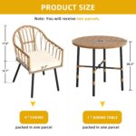 Juego de Comedor DWVO MADWVWKpCA 5 Piezas Ratán y Madera con Agujero para Paraguas de 2 Pulgadas Beige