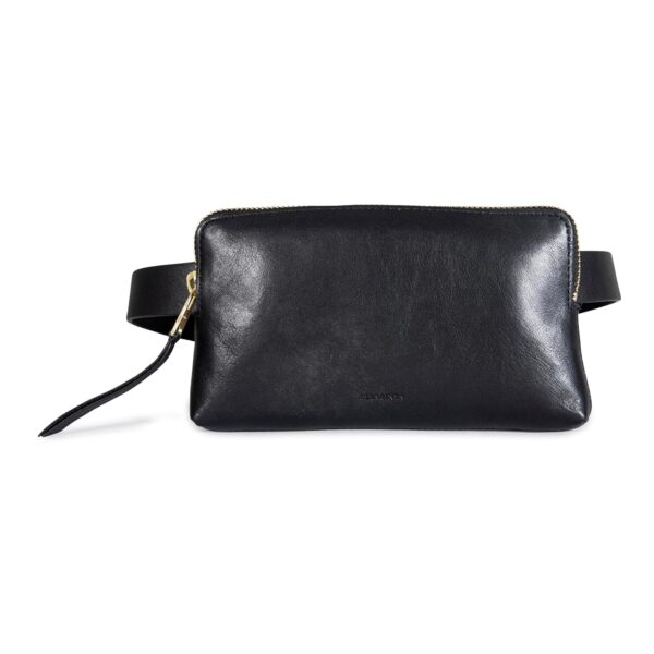 Cinturón AllSaints de piel con bolsa extraíble con cremallera talla L XL negro