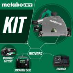 Metabo HPT Kit de Sierra de Riel Inalámbrica MultiVolt de 36V de 6-1/2 pulgadas, Bisel Ajustable de -1 a 46°, Profundida
