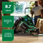 Metabo HPT Kit de Sierra de Riel Inalámbrica MultiVolt de 36V de 6-1/2 pulgadas, Bisel Ajustable de -1 a 46°, Profundida
