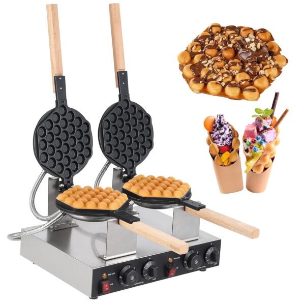 Máquina para hacer gofres de burbujas, waflera eléctrica antiadherente de huevos, 2800 W, máquina de gofres de burbujas