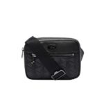 Bolso de Hombro Lacoste NH4401MR Monograma en Relieve Negro Cuero y Poliuretano