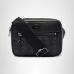 Bolso de Hombro Lacoste NH4401MR Monograma en Relieve Negro Cuero y Poliuretano