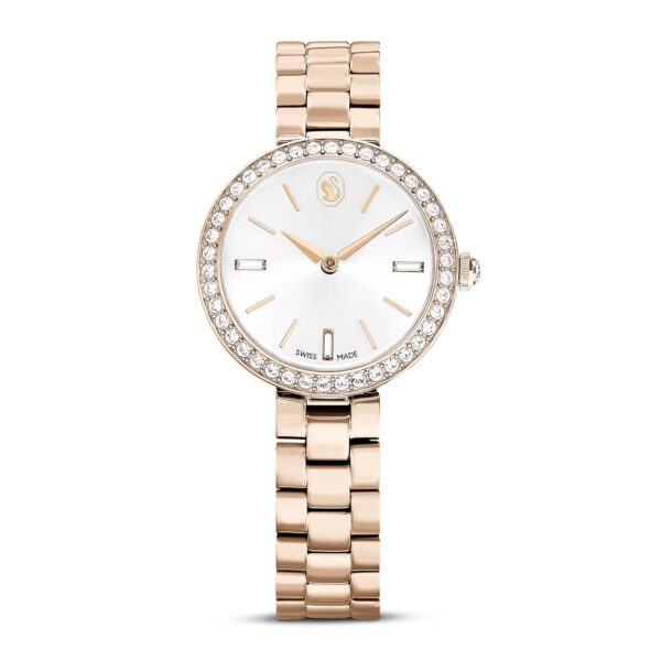 Reloj Swarovski Octea Luna 5673013 Caja de Acero Inoxidable 37 Milímetros Correa de Cuero Color Oro