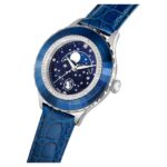Reloj Swarovski Octea Moon 5677494 Correa de Piel Azul Caja de Acero Inoxidable 37 mm