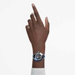 Reloj Swarovski Octea Moon 5677494 Correa de Piel Azul Caja de Acero Inoxidable 37 mm