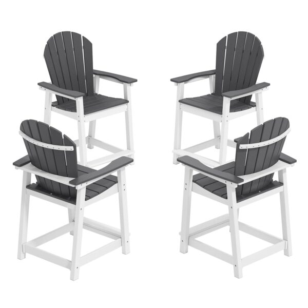 Juego de 4 Sillas Adirondack Altas OTSUN Modelo 34 ES Resina Color Gris