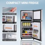 rosmena - Refrigerador de tamaño para apartamento, de 3.6 pies cúbicos, refrigerador pequeño con congelador adecuado par