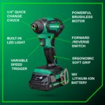 Metabo HPT Taladro Percutor Inalámbrico MultiVolt™ de 18V, Destornillador de Impacto, Sierra Recíproca, y Linterna Kit C