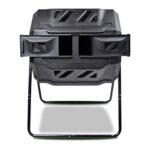 Koolscapes Compostador giratorio de doble cámara, 42 galones (160 litros), color negro, para exteriores, compostador rot