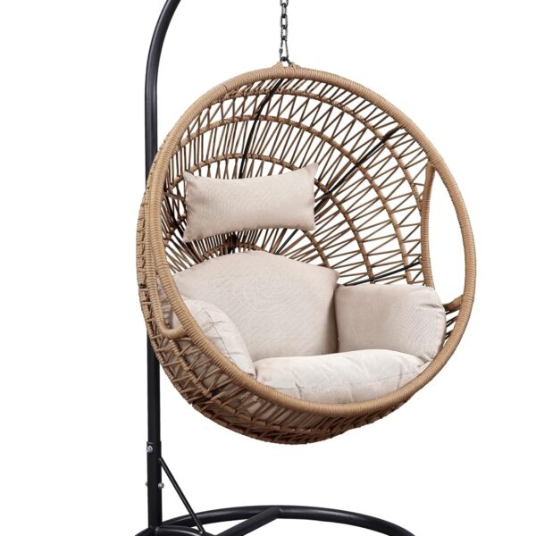 Silla Colgante ACME Vasant Modelo 45088 Tela y Cuerda Beige con Marco de Acero