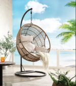 Silla Colgante ACME Vasant Modelo 45088 Tela y Cuerda Beige con Marco de Acero