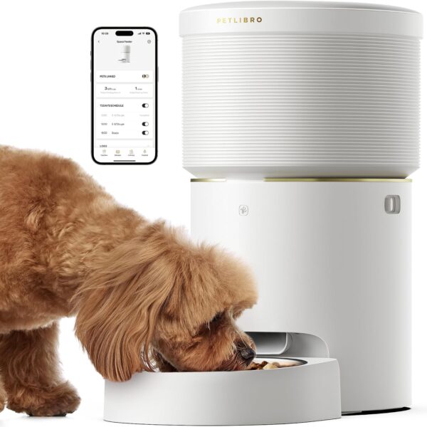 Comedero Automático PETLIBRO PLAF107 8 Litros Wi-Fi Sellado al Vacío Acero Inoxidable Blanco