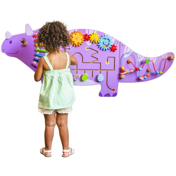Paneles de Pared de Actividad Triceratops Spark & Wow SW400039 8 Actividades Madera 24x55 Pulgadas
