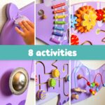 Paneles de Pared de Actividad Triceratops Spark & Wow SW400039 8 Actividades Madera 24x55 Pulgadas
