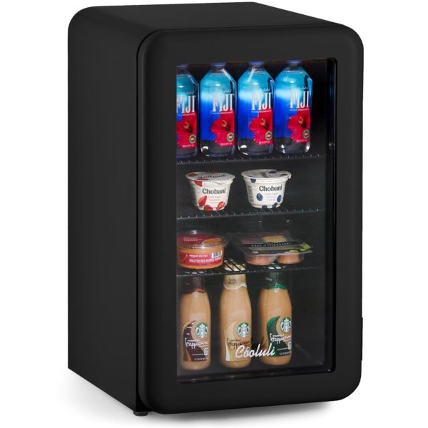 Cooluli Decor - Mini refrigerador compacto de 2.4 pies cúbicos con puerta de vidrio - Pequeño refrigerador para dormitor