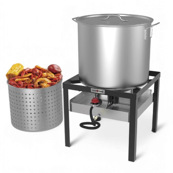 Kit de Hervir Mariscos Gas One FS-60 Olla de 60 Cuartos con Quemador de Propano Regulador y Canasta
