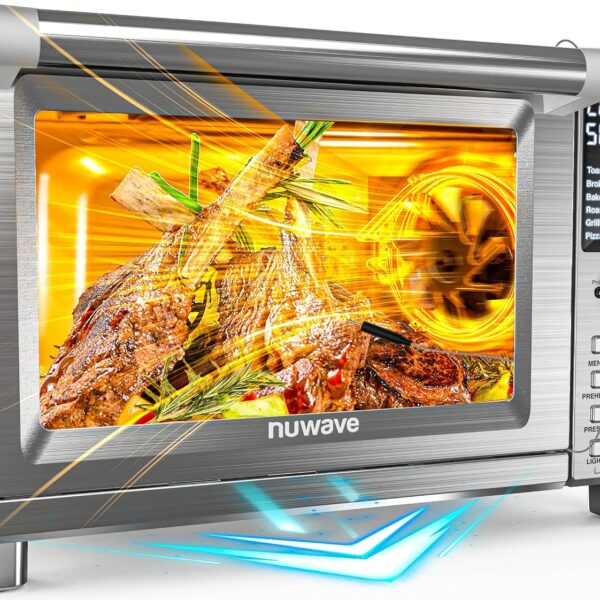 Nuwave Bravo XL Pro - Horno tostador con freidora de aire con combo de parrilla, nuevo sistema de convección ultrarrápid