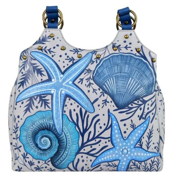 Bolso Anna by Anuschka 8160 SSH cuero genuino pintado a mano diseño conchas marinas mediano para mujer