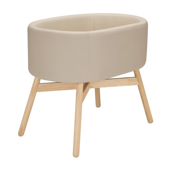 Cuna Cápsula Babyletto x Gathre M26834GMLB Piel Vegana Mijo Ovalada