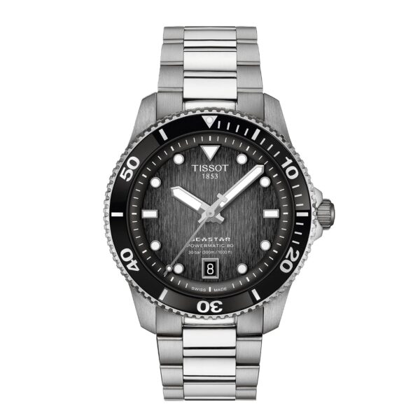 Reloj Tissot Seastar 1000 Powermatic 80 T1208071105100 40mm Acero Inoxidable Esfera Negra