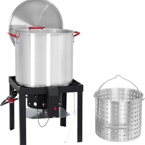 Olla de Mariscos GarveeLife HXGDU6M 60 Cuartos de Galón con Quemador de Propano 110000 BTU