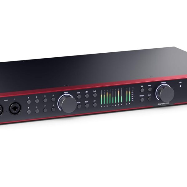 Focusrite Scarlett 18i20 Interfaz de audio USB de 4ª generación, para grabación multipista, producción musical y podcast