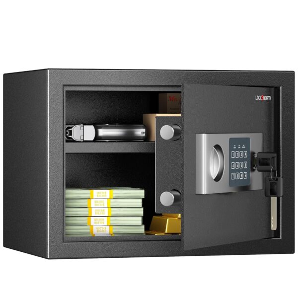 Locksworth Caja de seguridad para el hogar, caja de seguridad de 0.6 pies cúbicos, caja de seguridad digital para dinero