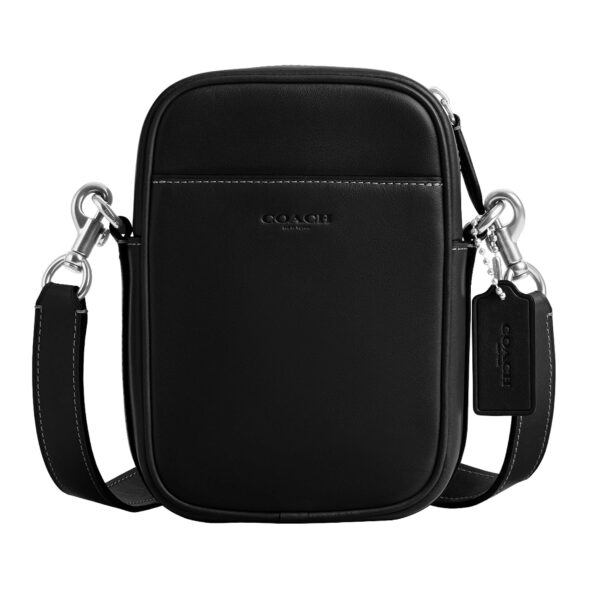 Bolso Cruzado Coach Hitch CW461 Cuero Negro para Hombre 9 1/4 Pulgadas