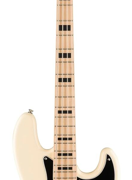 Affinity Series Active Jazz Bass, diapasón de arce, golpeador negro, blanco olímpico