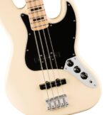 Affinity Series Active Jazz Bass, diapasón de arce, golpeador negro, blanco olímpico