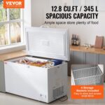 VEVOR Congelador de pecho, congelador grande y profundo de 12.8 pies cúbicos / 345 L y 4 cestas extraíbles, congelador c