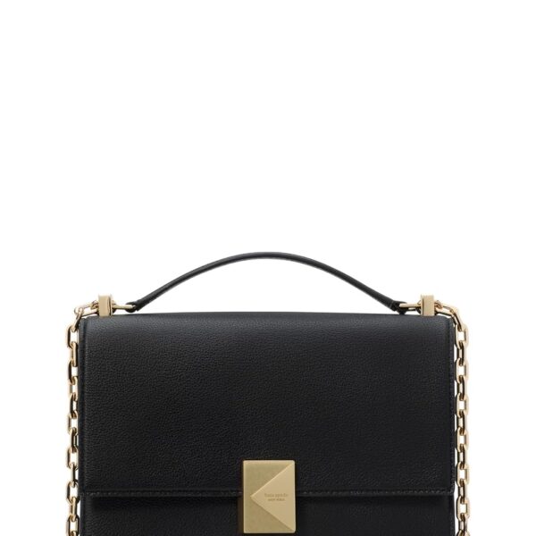 Bolso de Hombro Kate Spade New York KI555 Deco Cuero Negro con Cadena Dorada