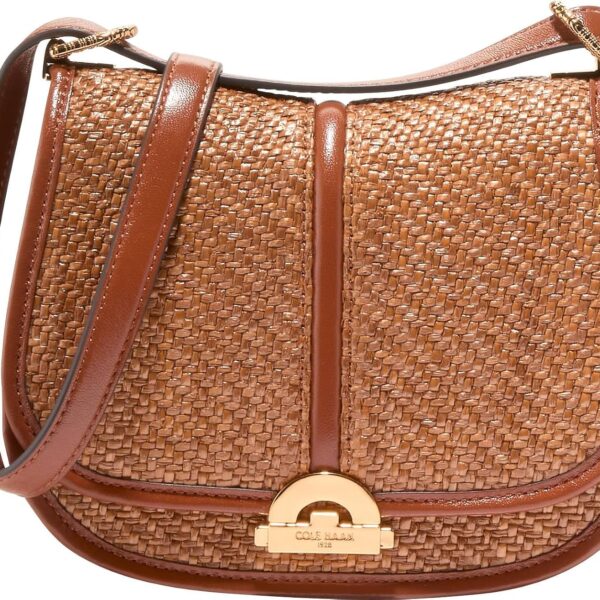 Bolsa de Sillín Cole Haan Celenea U07623 Cuero Color Paja Bronceada Natural