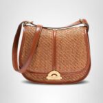 Bolsa de Sillín Cole Haan Celenea U07623 Cuero Color Paja Bronceada Natural