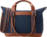 Bolsa Tote Cole Haan Total Canvas F12544 Lona Revestida con Adornos de Cuero Blazer Marino Nuevo Bronceado Británico