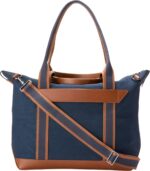 Bolsa Tote Cole Haan Total Canvas F12544 Lona Revestida con Adornos de Cuero Blazer Marino Nuevo Bronceado Británico
