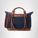 Bolsa Tote Cole Haan Total Canvas F12544 Lona Revestida con Adornos de Cuero Blazer Marino Nuevo Bronceado Británico