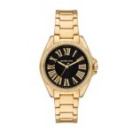 Reloj Michael Kors Kacie MK4852 Mujer Acero Inoxidable Dorado Esfera Negra 39mm