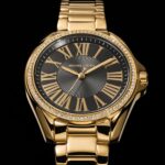Reloj Michael Kors Kacie MK4852 Mujer Acero Inoxidable Dorado Esfera Negra 39mm